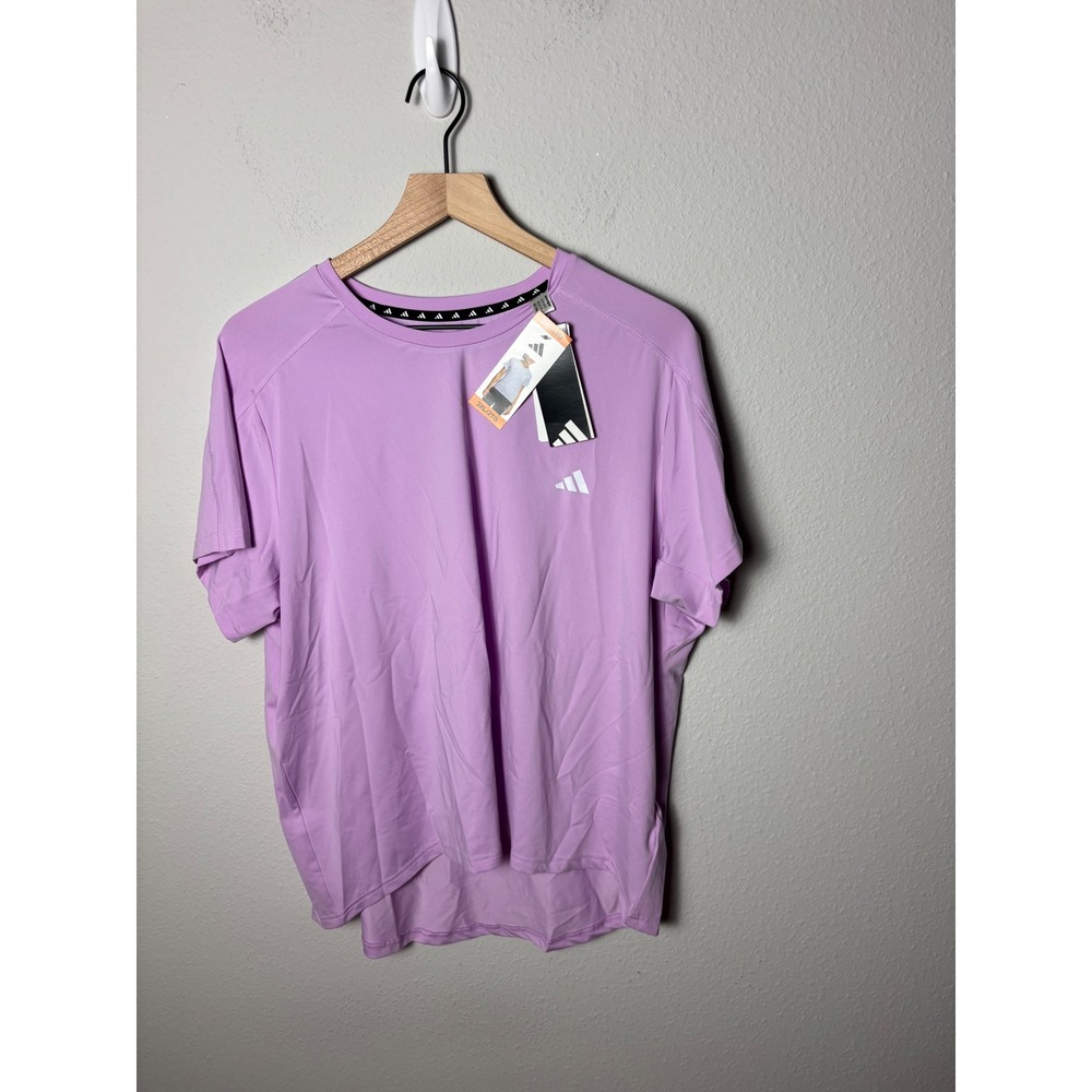 ☀️Adidas Womens Light Purple Crew Neck Short Sleeve Performance T-Shirt 2XL